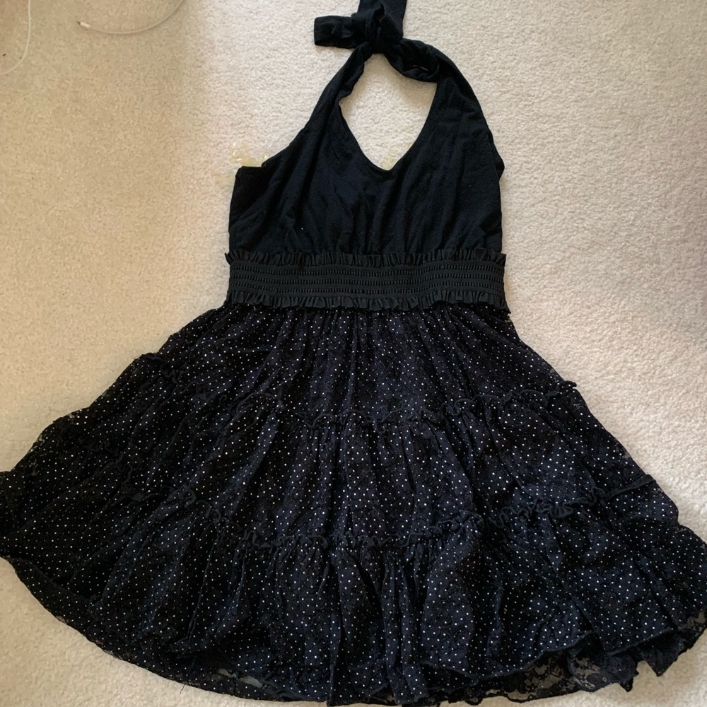 Black halter party or garden dress